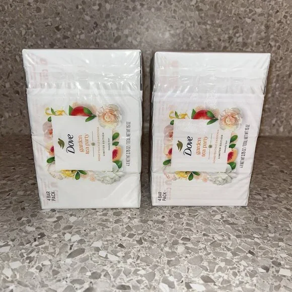 Dove Garden Tea Party Bar Soap Honeysuckle Gardenia Two 4 Bar Pack Bars NEW - Picture 4 of 8